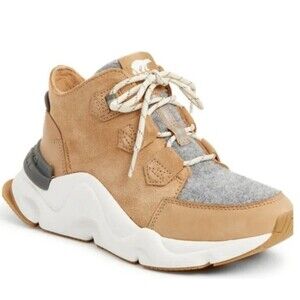 Sorel Kinetic Breakthru Caribou Sneaker Boots Women Size 10 Tan Suede Waterproof
